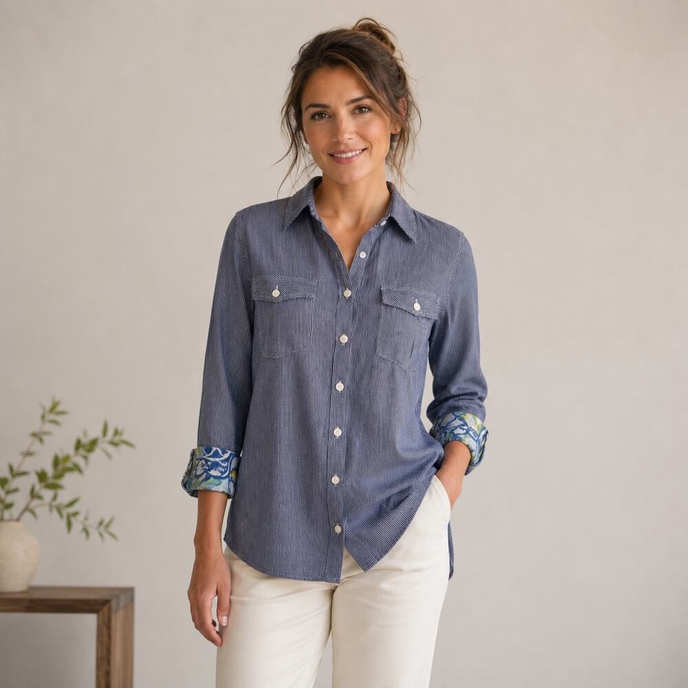 Lilly Pulitzer Blue Gingham Long Sleeve  Button Down XS